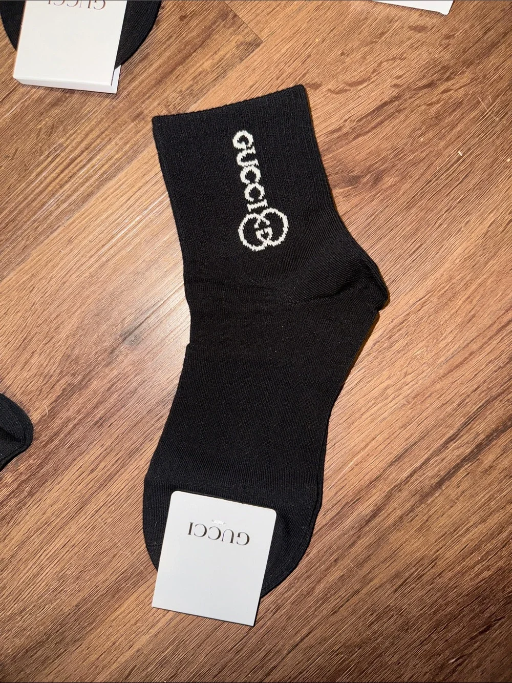 Unbranded NWT GG Logo Crew Socks - Black & Cream